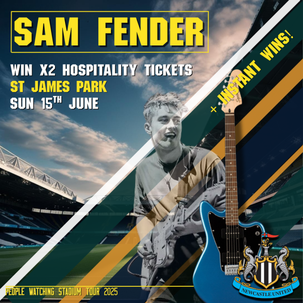 SAM FENDER HOSPITALITY TICKETS +£100S IN INSTANT WINS INCLUDING LOADS OF SAM FENDER MERCH  £100S IN PRIZES