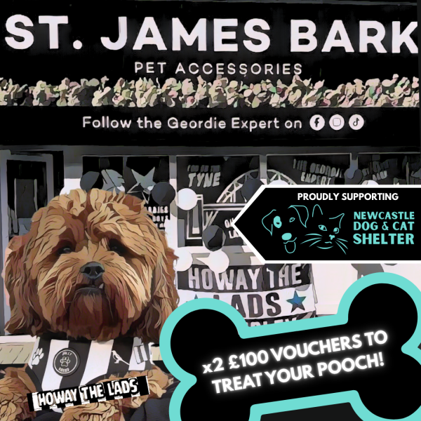 CHARITY DRAW x2 £100 VOUCHERS FOR ST JAMES BARK THE GEORDIE EXPERTS SHOP