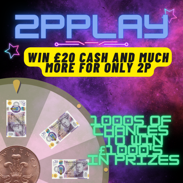 2pPLAY SPIN THE WHEEL FOR ONLY 2p WIN £20 CASH INSTANTLY PLUS 1000s OF OTHER PRIZES. £1000'S UP FOR GRABS