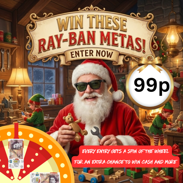 RAY-BAN METAS ONLY 99P AN ENTRY SPIN THE WHEEL WITH EVERY TICKET FOR A CHANCE TO WIN £CASH£ AND MORE