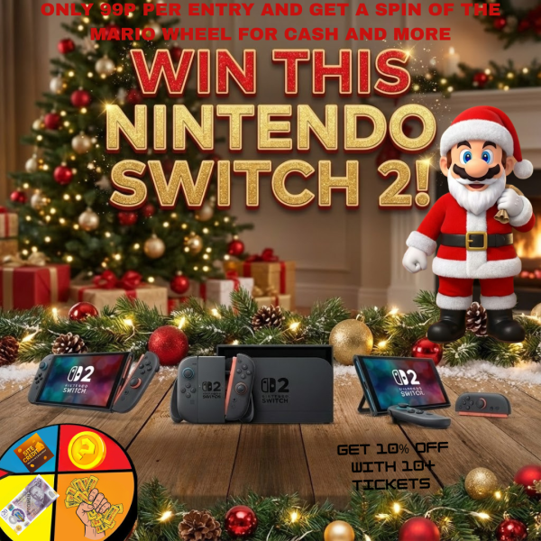 WIN A SWITCH2 PLUS SPIN THE MARIO WHEEL FOR HUNDREDS OF CHANCES TO WIN CASH TICKETS AND MORE FOR ONLY 99P